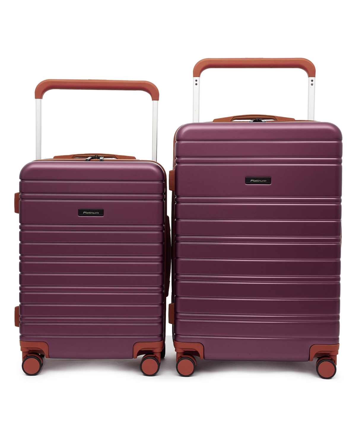 Travelers Club Navigate Collection 2 Piece Rolling Hard Case Luggage Set With X-tra Wide Telescopic Handle In Burgundy