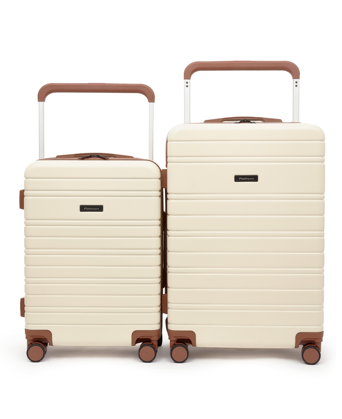 Travelers Club Navigate Collection 2 Piece Rolling Hard Case Luggage Set With X-tra Wide Telescopic Handle In Ivory