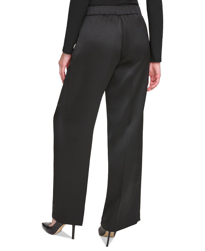 DKNY Petite Satin Wide-Leg Pants, Created for Macy's - Macy's