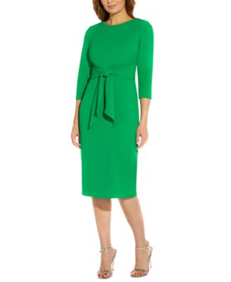 Adrianna Papell - Women's Tie-Front 3/4-Sleeve Crepe Knit Dress