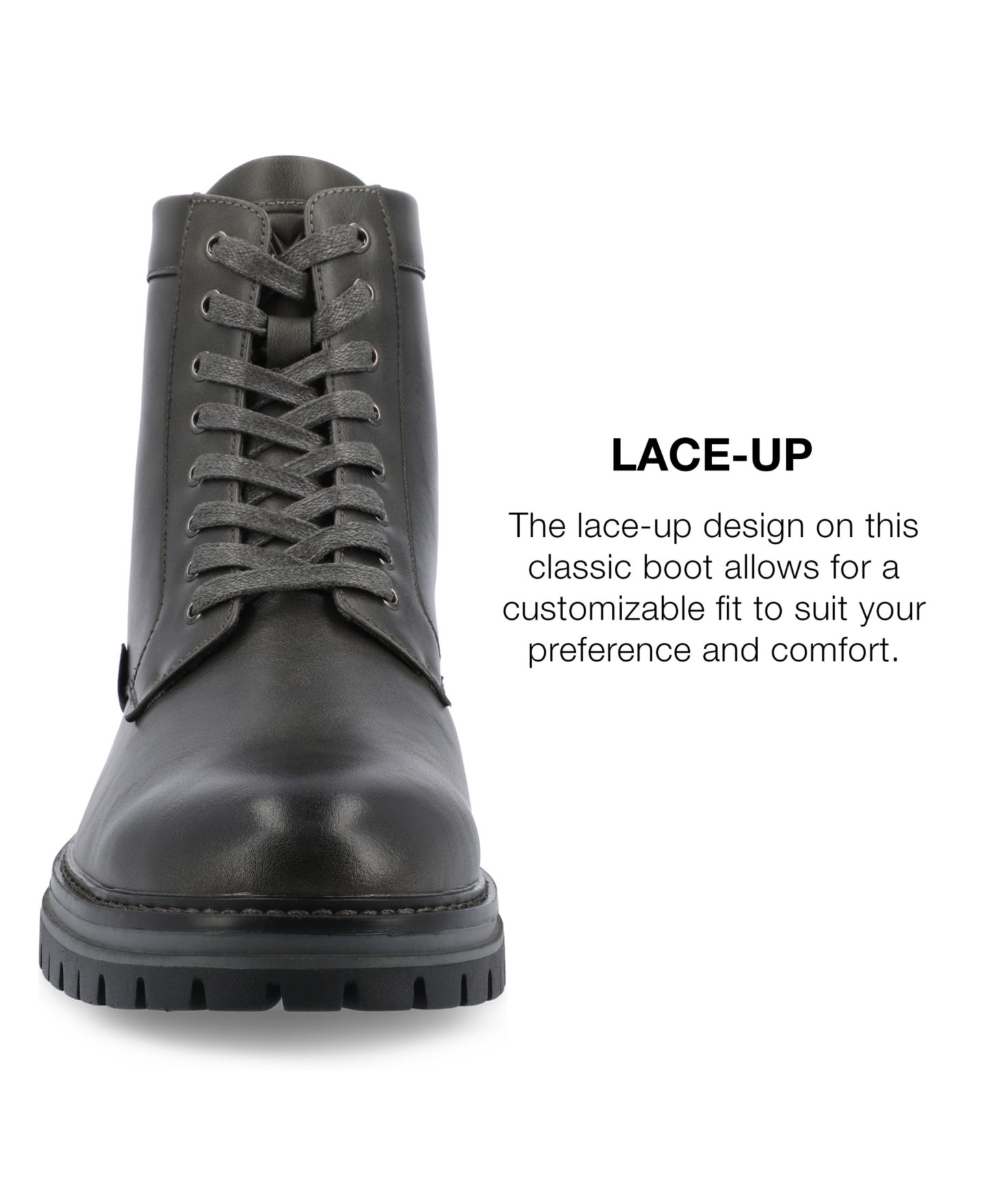 Мужские ботинки Vance Co. Denver Tru Comfort Foam Plain Toe Lace-Up Ankle, цвет: Угольный — фото 7