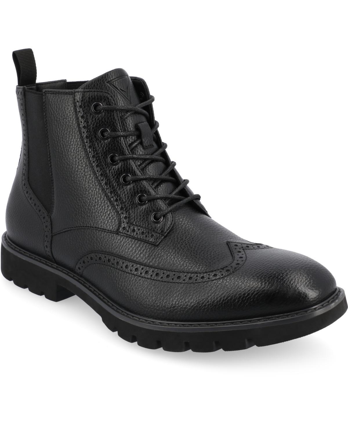 Shop Vance Co. Men's Bowman Tru Comfort Foam Wingtip Lace-up Ankle Boots In Black