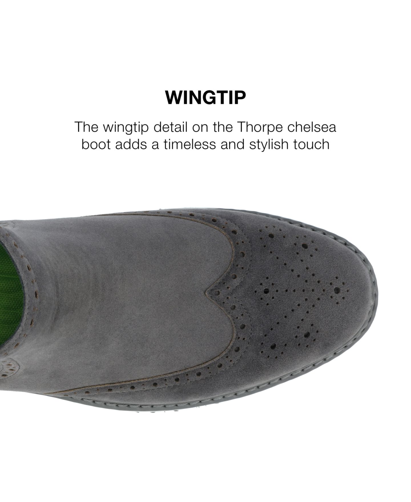 Мужские ботинки Vance Co. Thorpe Tru Comfort Foam Wingtip Slip-On Chelsea, цвет: Серый — фото 7