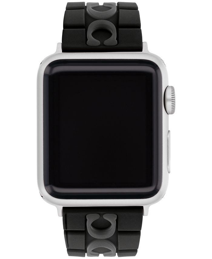COACH Black Silicone Strap for 38, 40, 41mm Apple Watch - Macy's