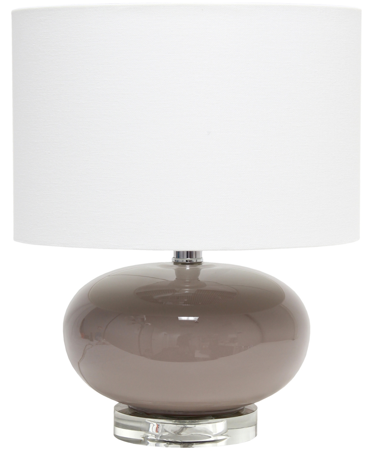 All The Rages 15.25" Modern Overload Glass Bedside Table Lamp With White Fabric Shade In Gray