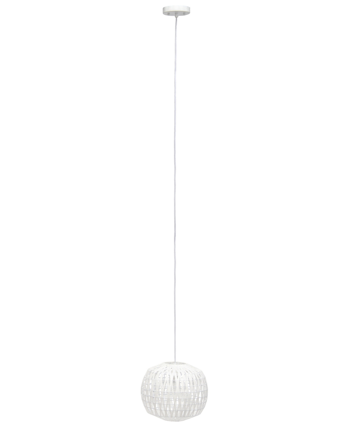 All The Rages 1-light 11.38" Bohemian Farmhouse Coastal Woven Paper Shade Pendant In White
