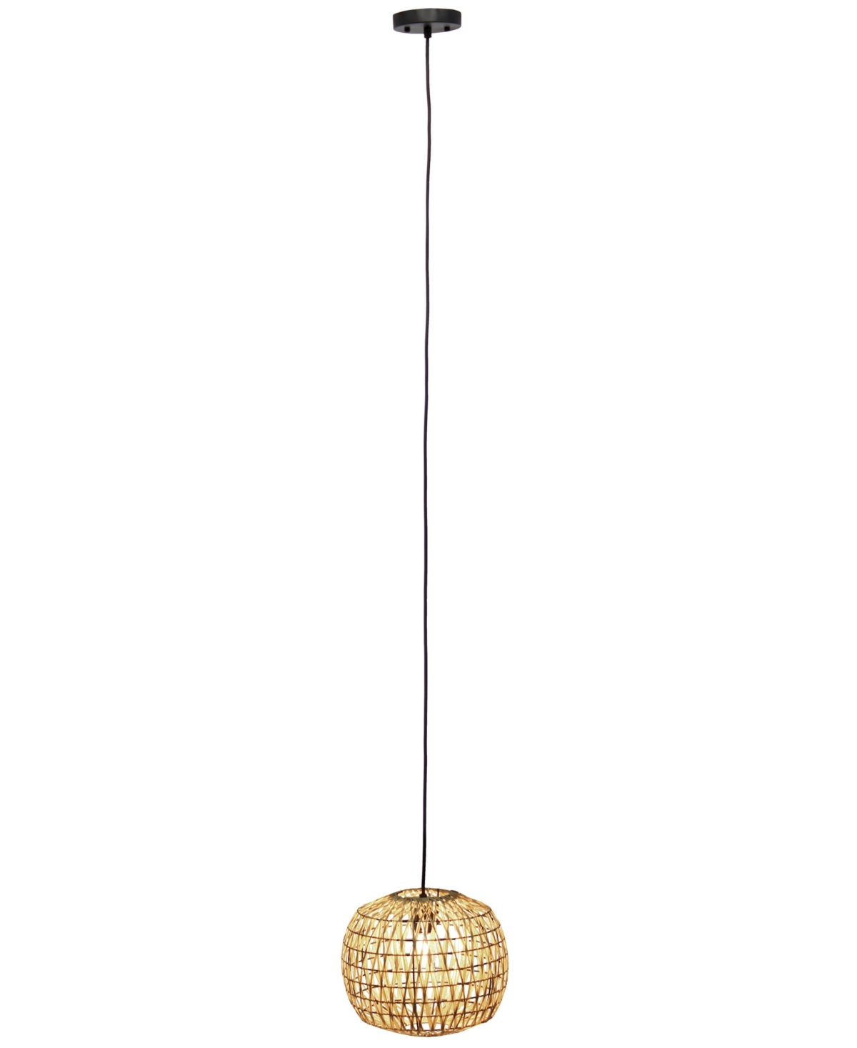 All The Rages 1-light 11.38" Bohemian Farmhouse Coastal Woven Paper Shade Pendant In Natural