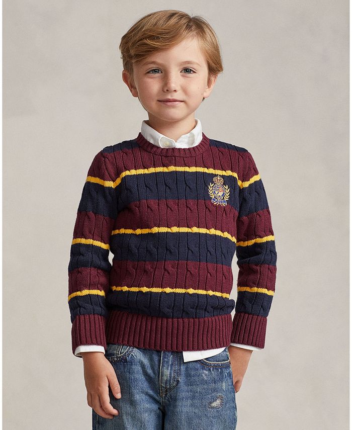Polo Ralph Lauren Toddler and Little Boys Striped Cotton Sweater - Macy's