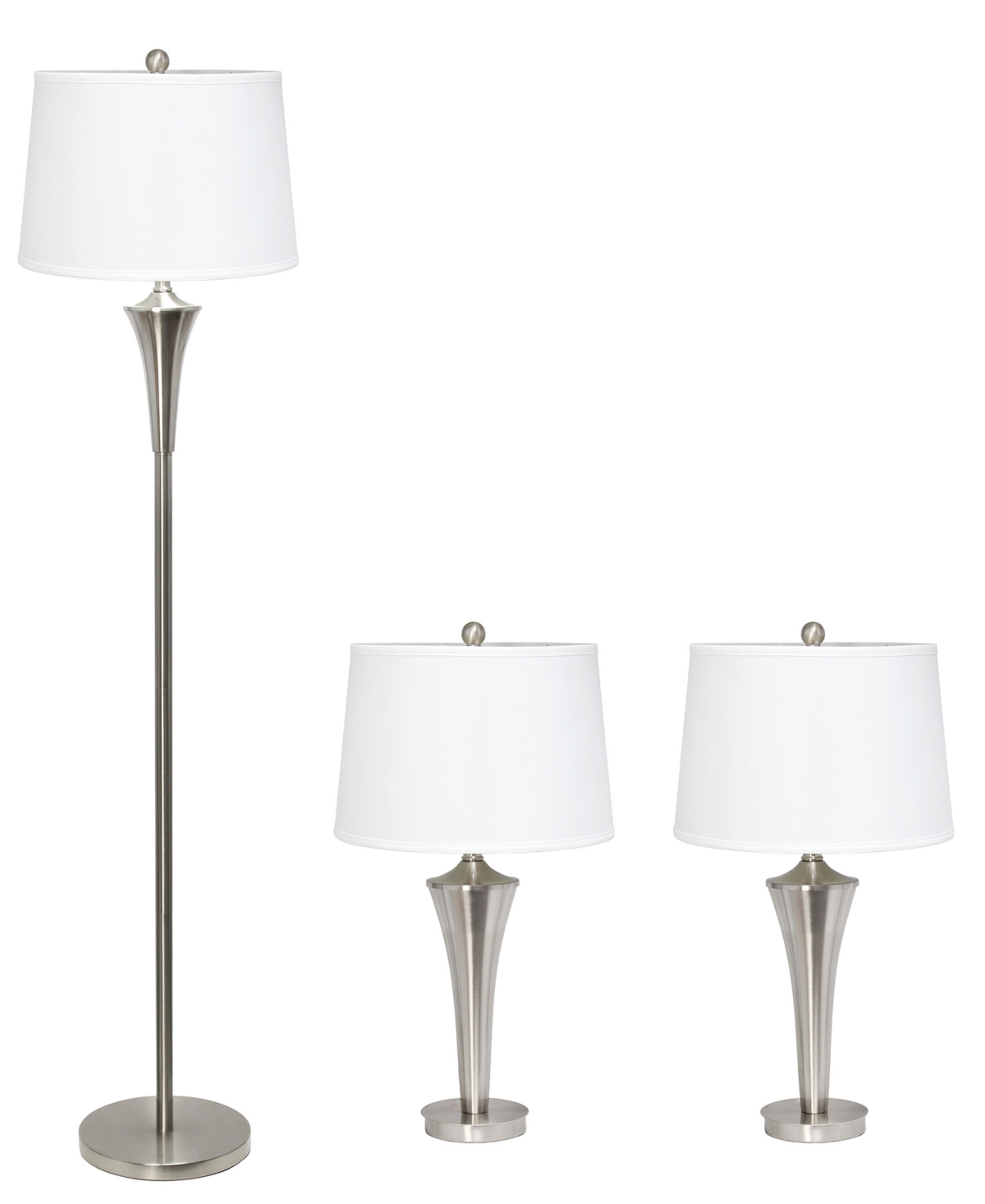 All The Rages Lalia Home Perennial Vienna 3 Piece Metal Lamp Set In Brushed Nickel