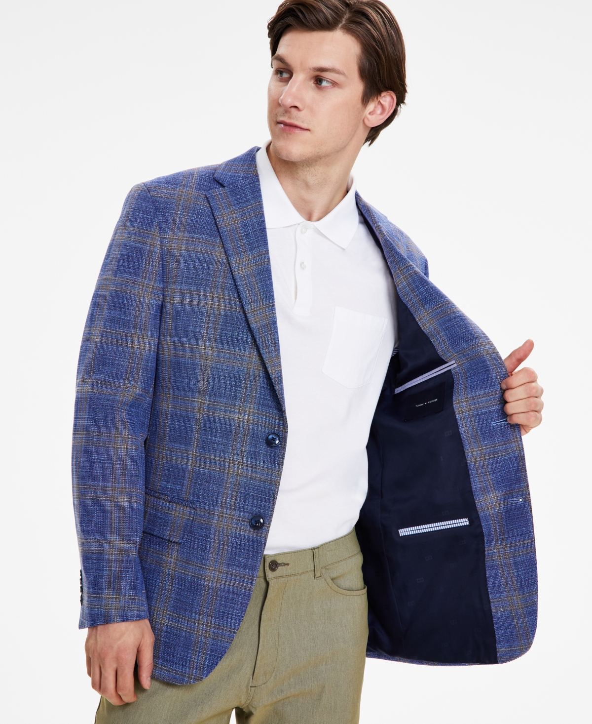 Shop Tommy Hilfiger Men's Modern-fit Check Sport Coat In Blue,brown