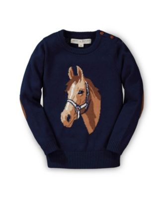 Hope and Henry Girls' Horse Intarsia Pullover Sweater, Kids
