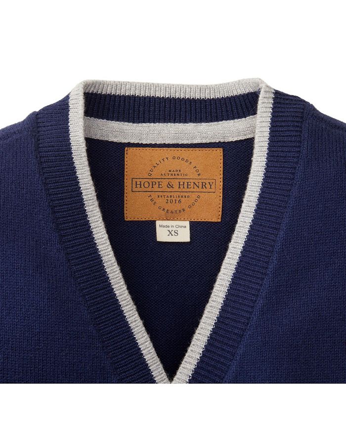 Hope & Henry Baby Boys Tipped Cardigan with Elbow Patches, Infant - Macy's