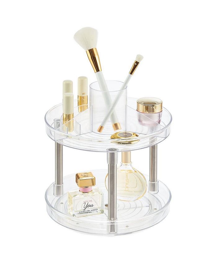 mDesign 2Tier Round 9" Divided Makeup Lazy Susan Spinner Clear Macy's
