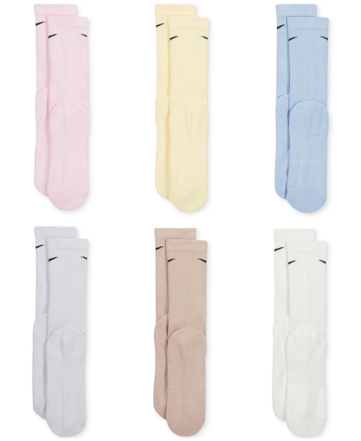 Nike Unisex Everyday Plus Cushioned Training Crew Socks (6 Pairs) -Pink