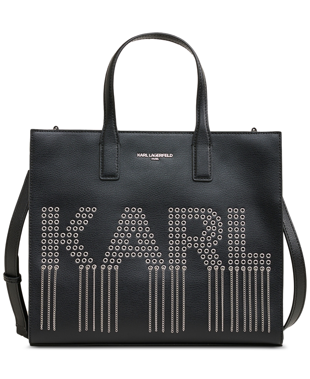 Karl Lagerfeld Nouveau Medium Leather Tote In Charcoal