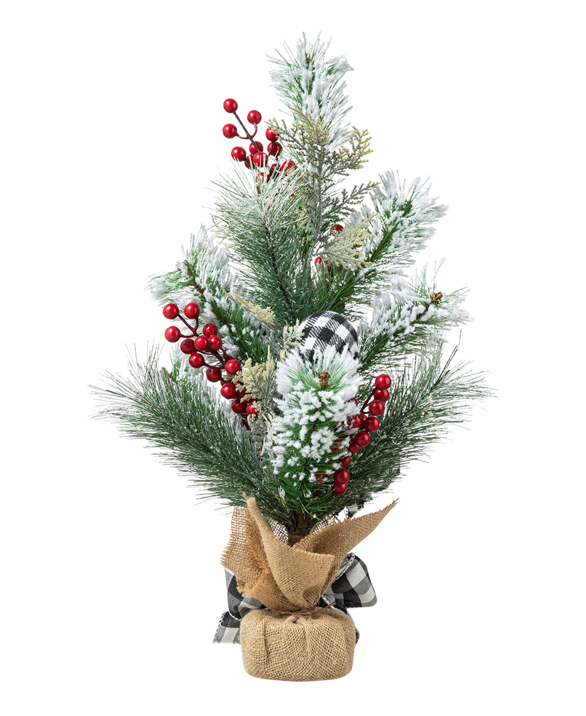Glitzhome 21" H Flocked Pine And Berries Table Tree In Multi