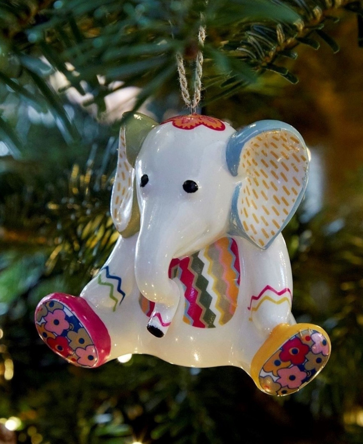 Shop Kit Kemp For Spode Christmas Doodles Jumbo Elephant Patchwork Ornament In Assorted