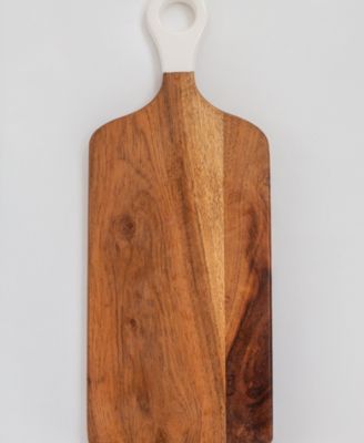 Wood Plus White Collection Acacia Wood Rectangle Charcuterie Board