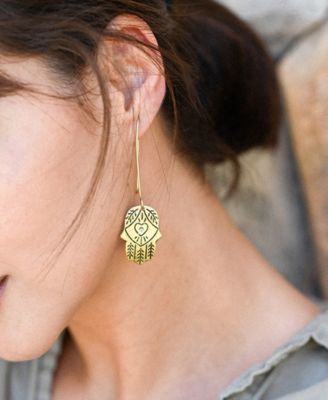 Ruchi Hamsa Gold Dangling Earrings