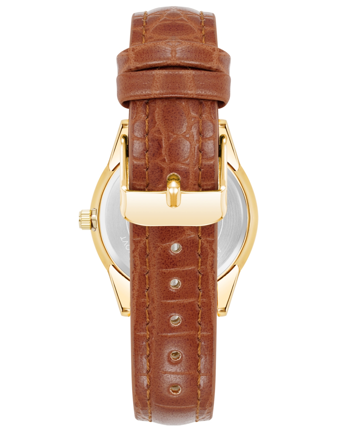 Shop Anne Klein Women's Three Hand Quartz Round Brown Polyurethane Faux Leather Band Watch, 33mm In Brown-gold-tone