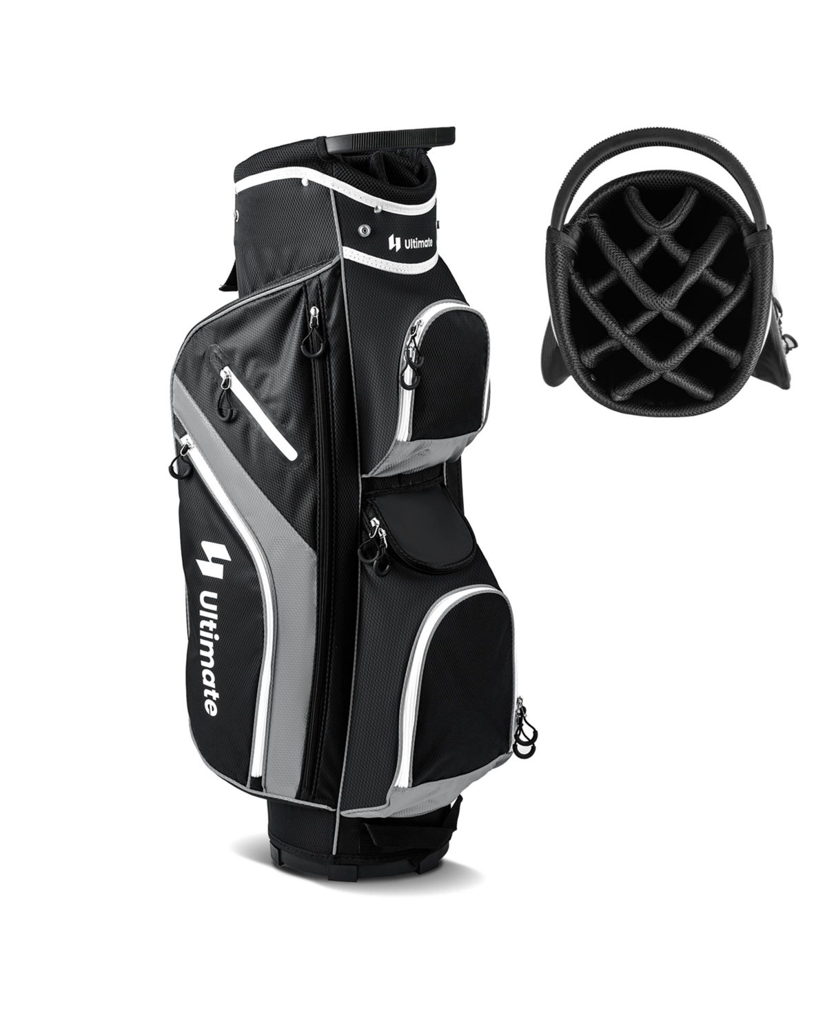 Lightweight Golf Cart Bag with 14 Way Top Dividers 9 Pockets Rain Hood Cooler Bag - Red