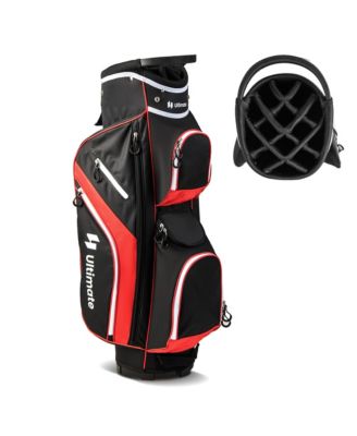 Lightweight Golf Cart Bag with 14 Way Top Dividers 9 Pockets Rain Hood Cooler Bag