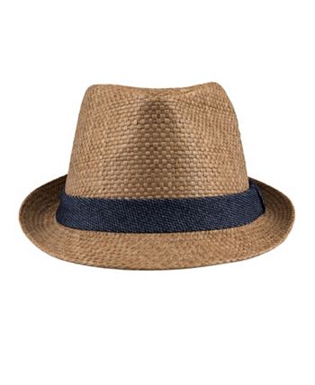 Levi's Men's Denim Band Straw Fedora Hat - Navy Blue