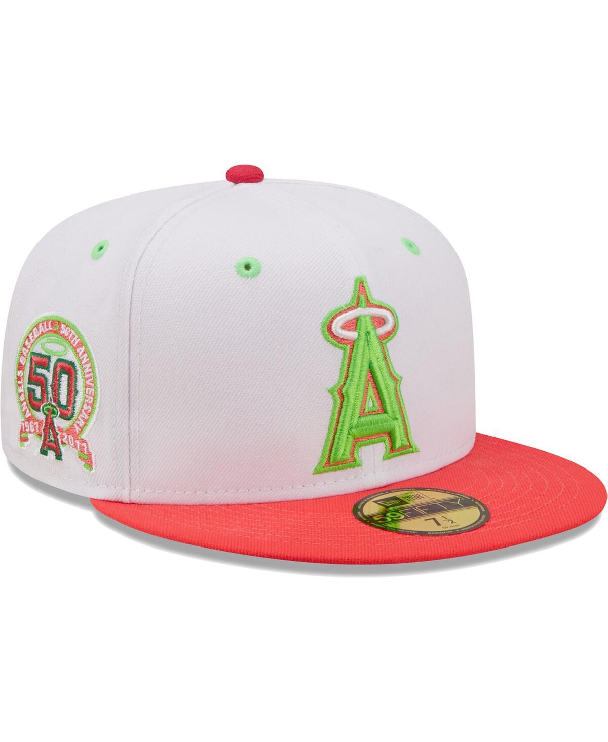 Men's New Era Coral Los Angeles Angels 50th Anniversary Strawberry Lolli 59FIFTY Fitted Hat - Coral