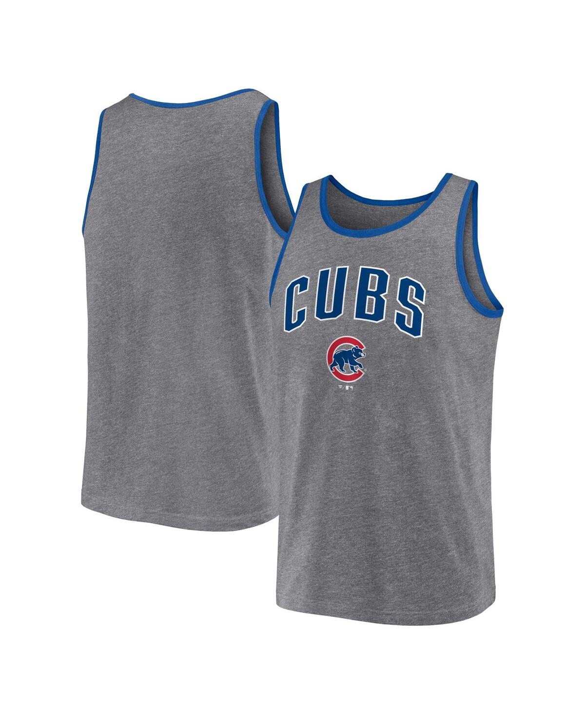 Men's Chicago Cubs Profile Heather Charcoal Big & Tall Arch Over Logo shirt  - Limotees