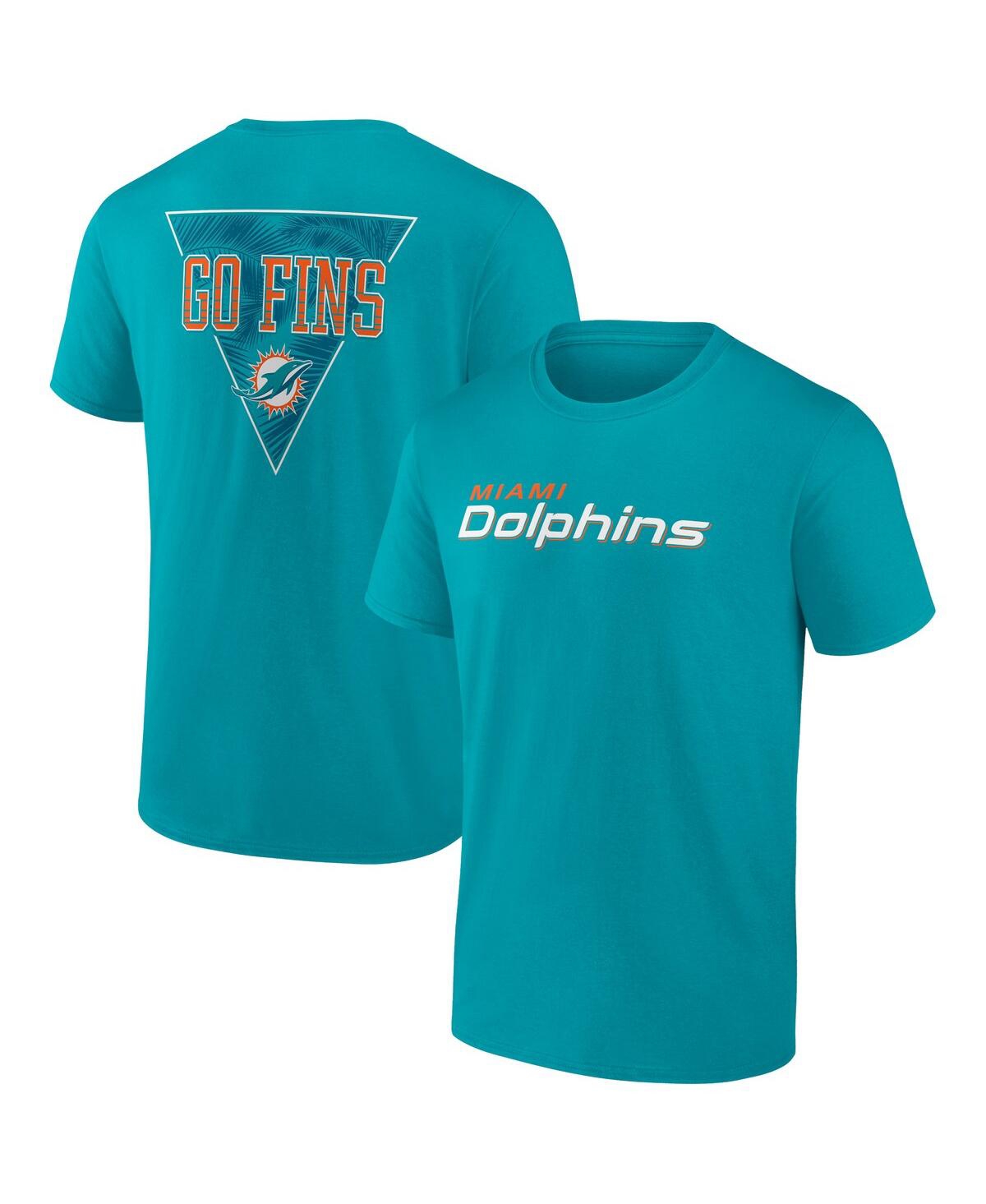 Profile Men's  Aqua Miami Dolphins Big And Tall Two-sided T-shirt