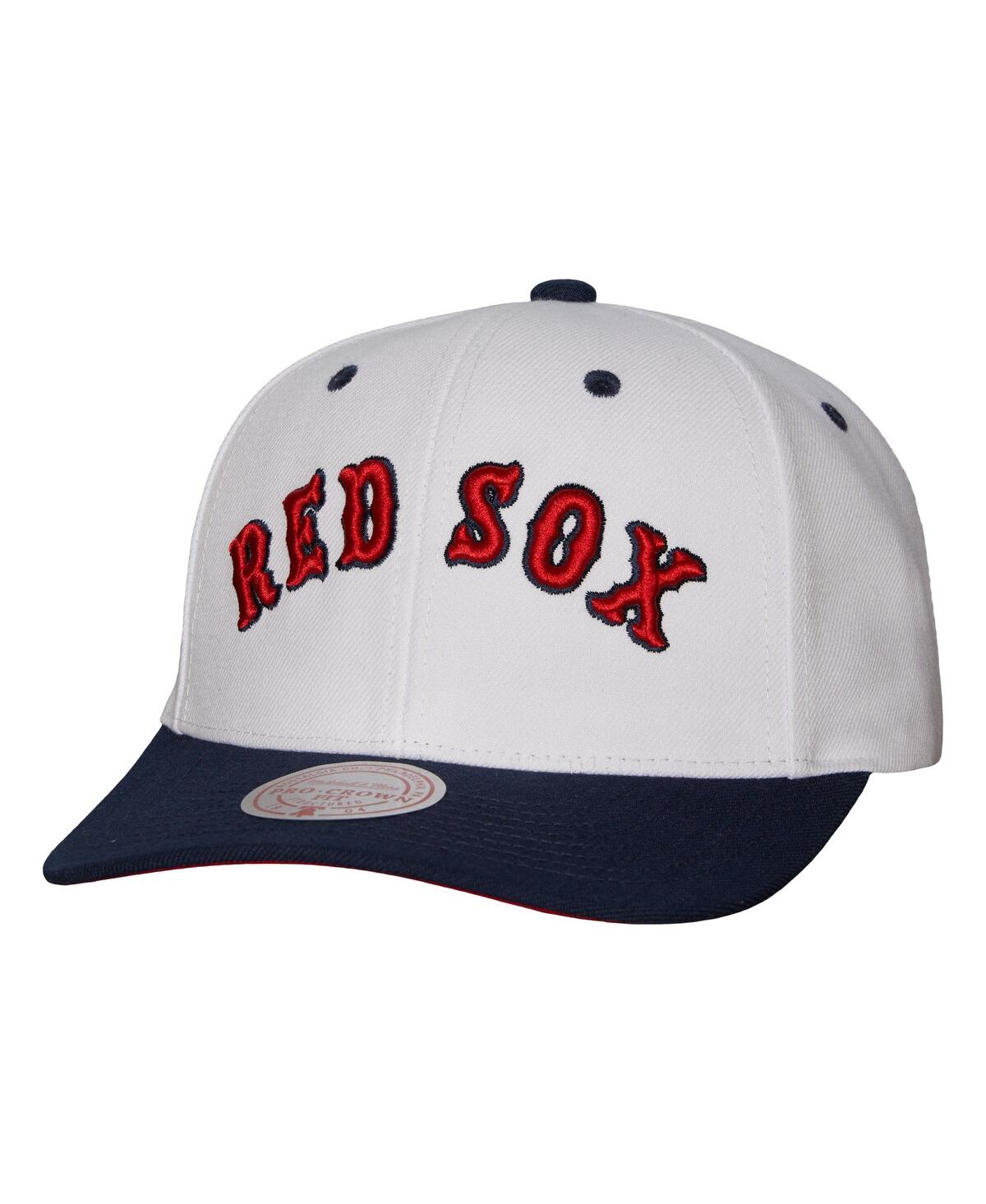 Mitchell & Ness Men's  White Boston Red Sox Cooperstown Collection Pro Crown Snapback Hat