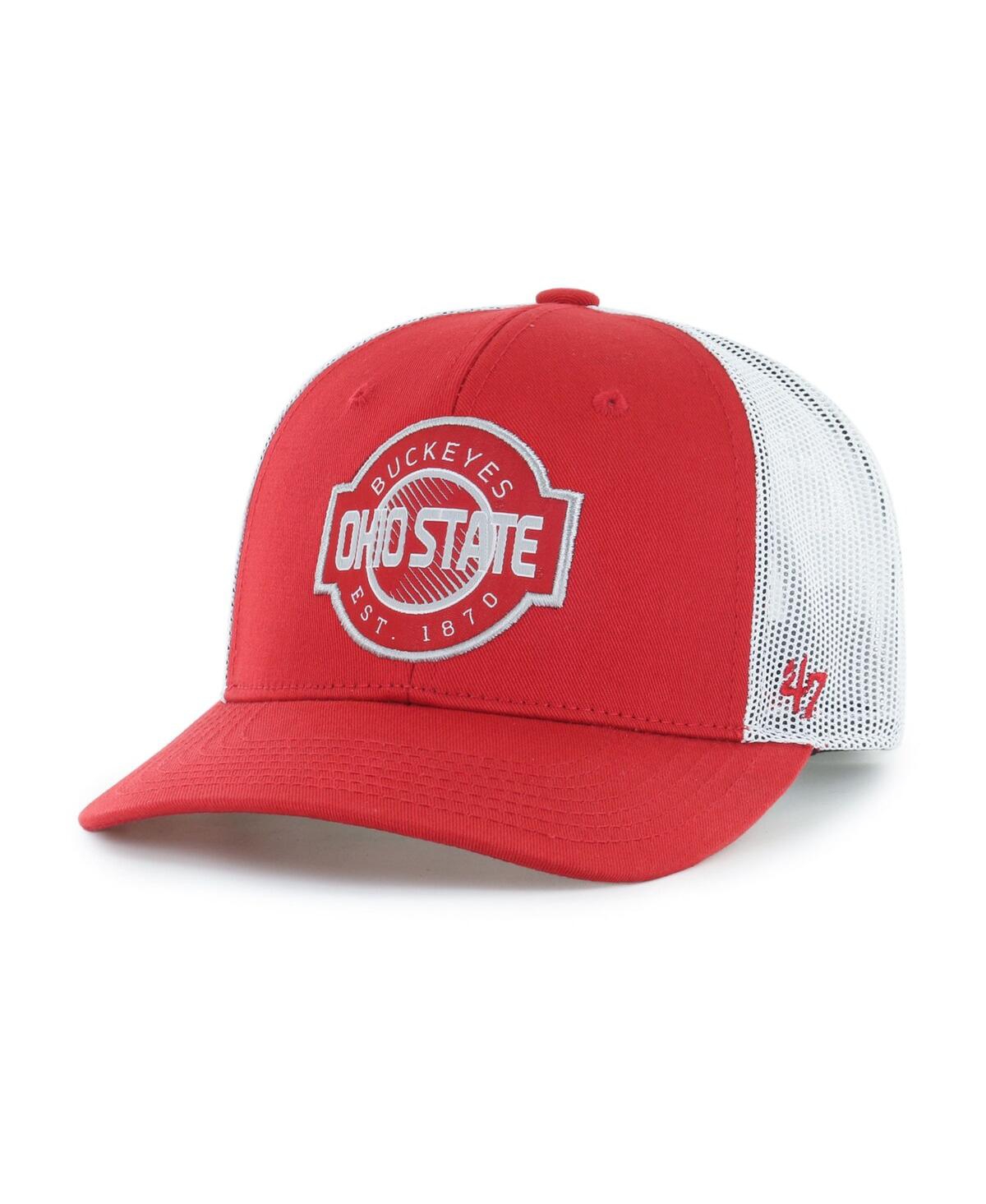 47 Brand Kids' Big Boys And Girls ' Scarlet Ohio State Buckeyes Scramble Trucker Adjustable Hat