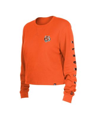 Women's Orange Cincinnati Bengals Thermal Crop Long Sleeve T-shirt