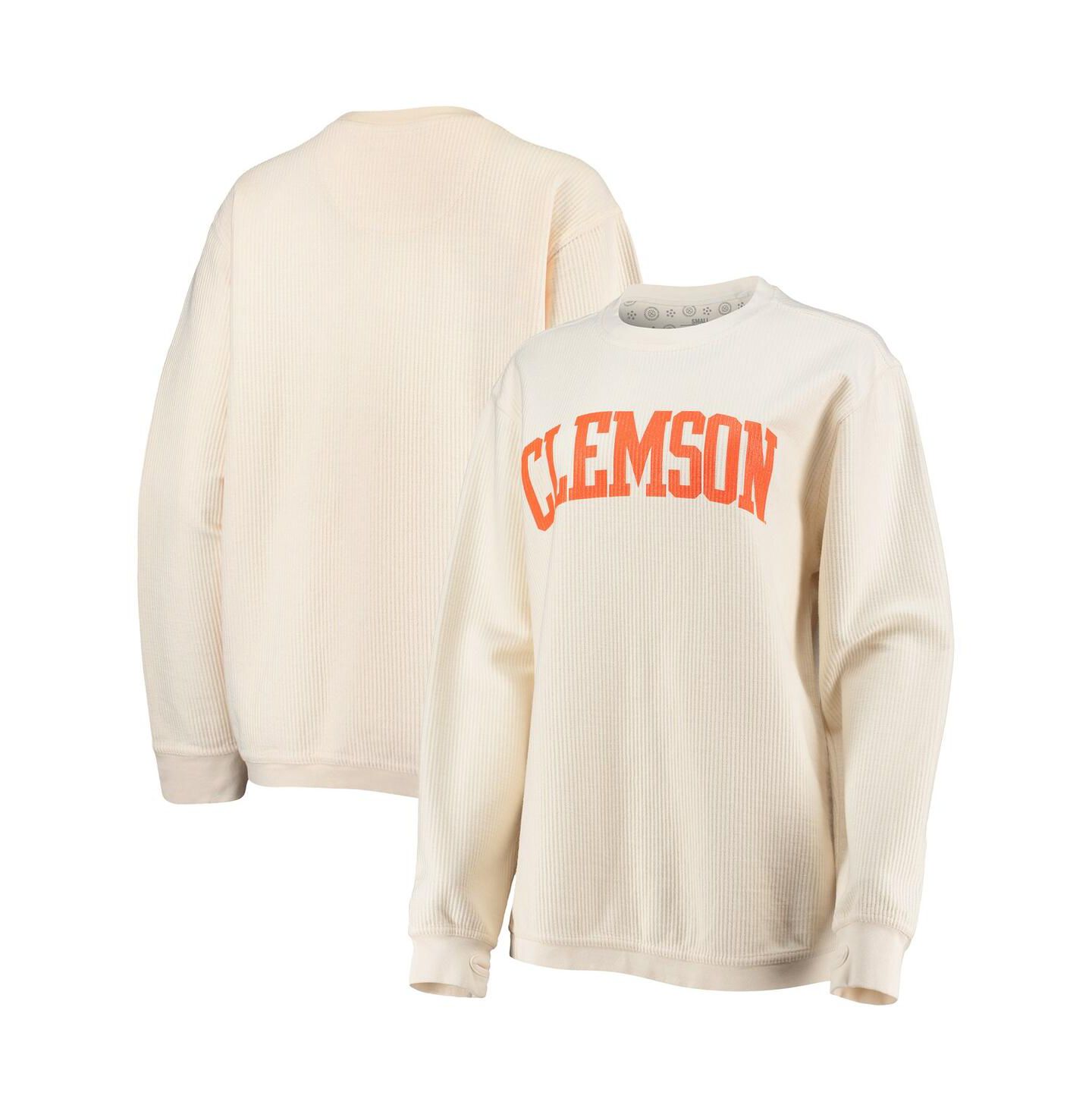 Женская толстовка Pressbox White Clemson Tigers Comfy Cord Vintage-Like Wash Basic Arch Pullover — фото 2