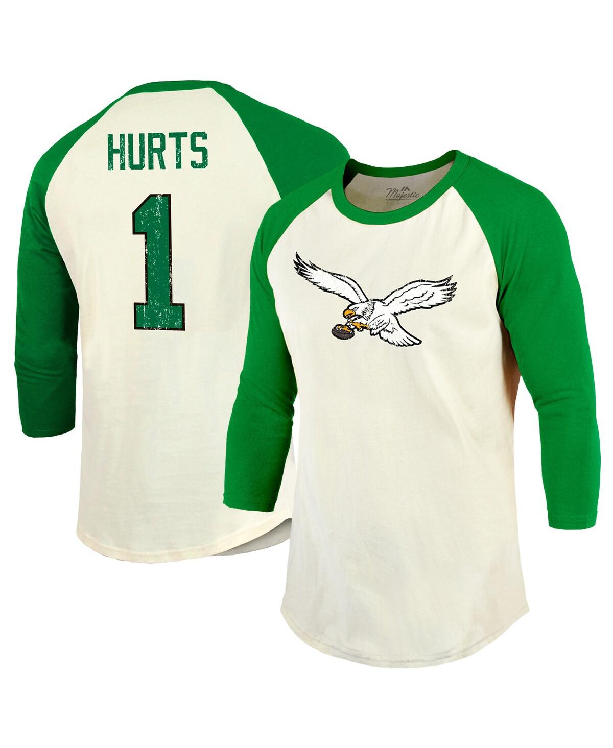 Shop Majestic Men's  Threads Jalen Hurts Cream, Kelly Green Philadelphia Eagles Alternate Player Name And  In Cream,kelly Green