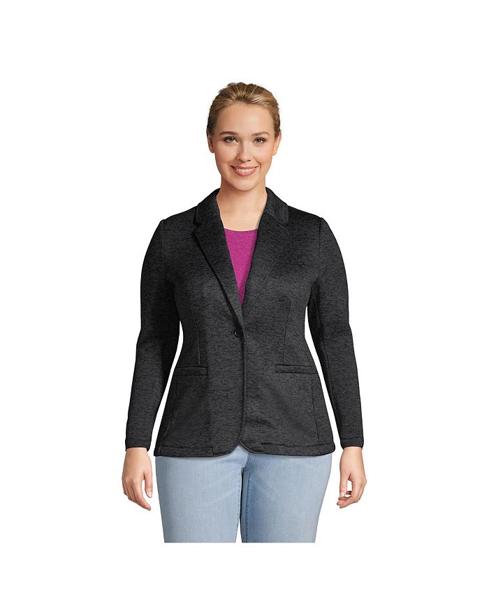 Lands' End Women's Plus Size Sweater Fleece Blazer Jacket - The Blazer -  Macy's