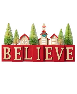 14" L Christmas Wooden House or Brush Trees Table Decor