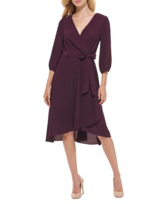 Tommy Hilfiger Women's Textured Faux-Wrap Dress - Macy's