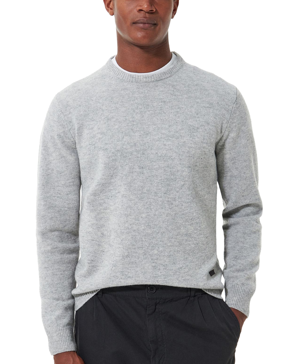 Shop Barbour Men's Essential Patch Crewneck Sweater In Grey