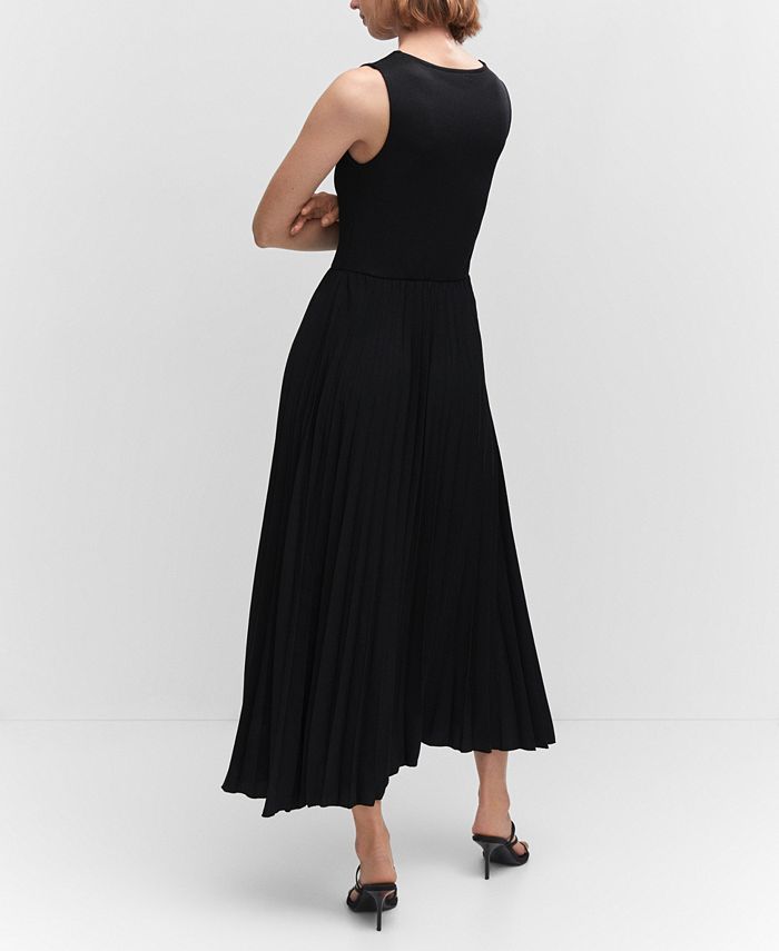 MANGO Women's Pleated Skirt Ribbed Dress - Macy's