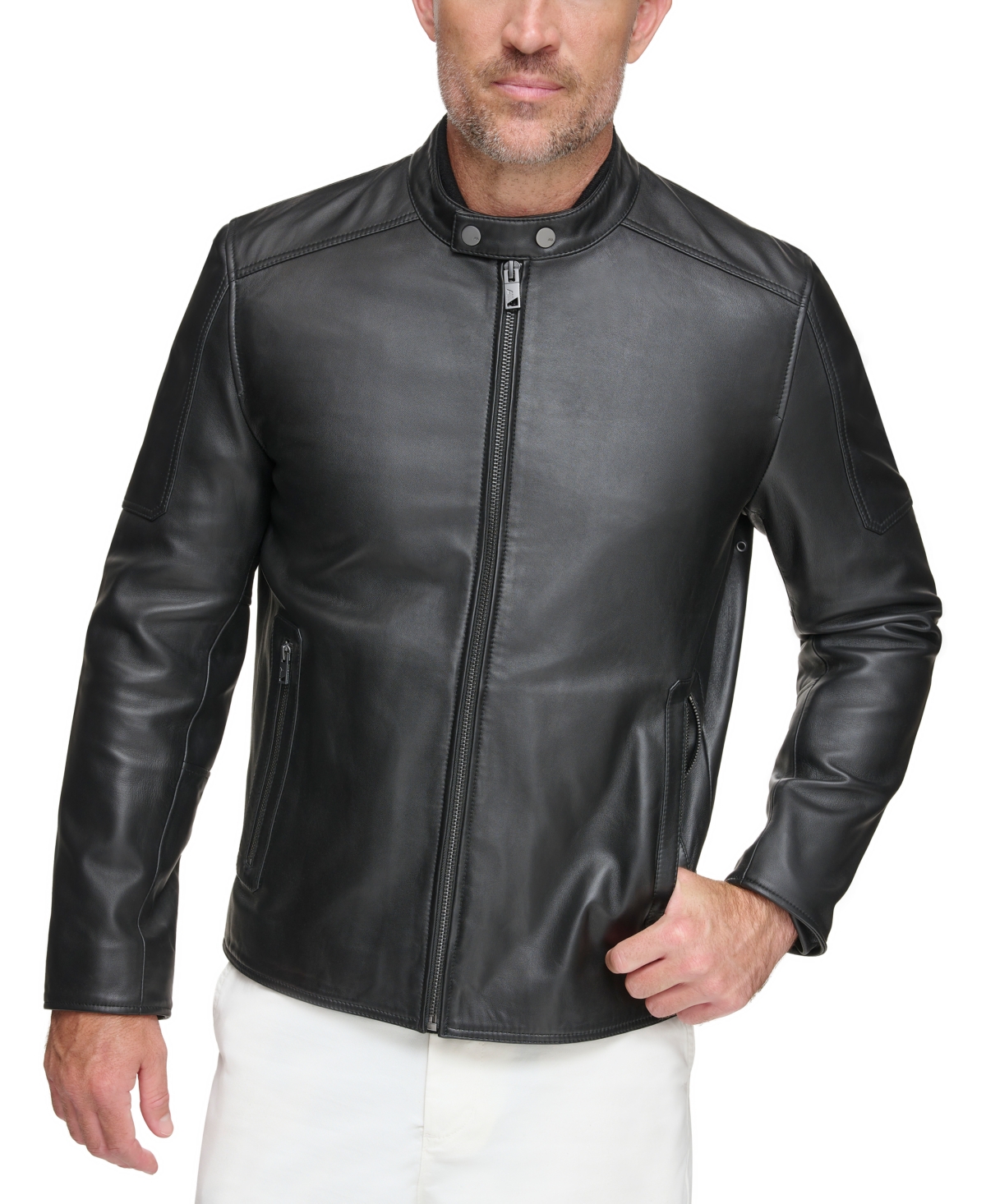 Marc New York Men's Viceroy Sleek Leather Racer Jacket In Black