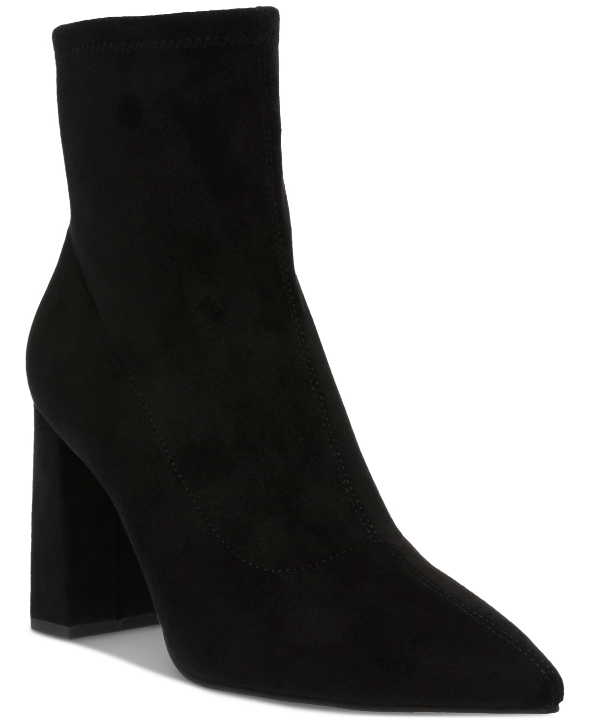 Iloise Pointed-Toe Block-Heel Dress Booties, Created for Macy's - Black Micro