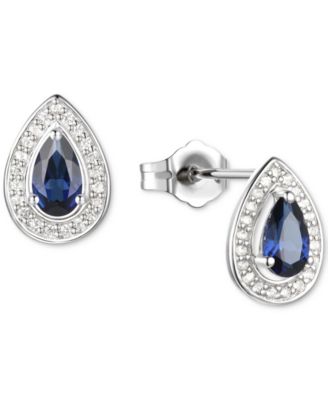 Amethyst (5/8 ct. t.w.) & Lab-Grown White Sapphire (1/6 ct. t.w.) Pear Halo Stud Earrings in Sterling Silver (Also in Additional Gemstones)