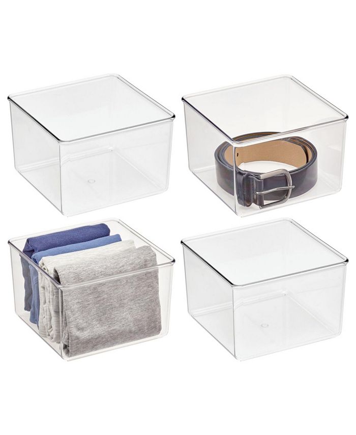 mDesign Plastic Square Drawer Organizer Container Bin for Closets, 4
