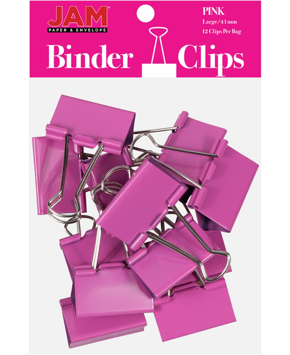 Jam Paper Colorful Binder Clips In Pink