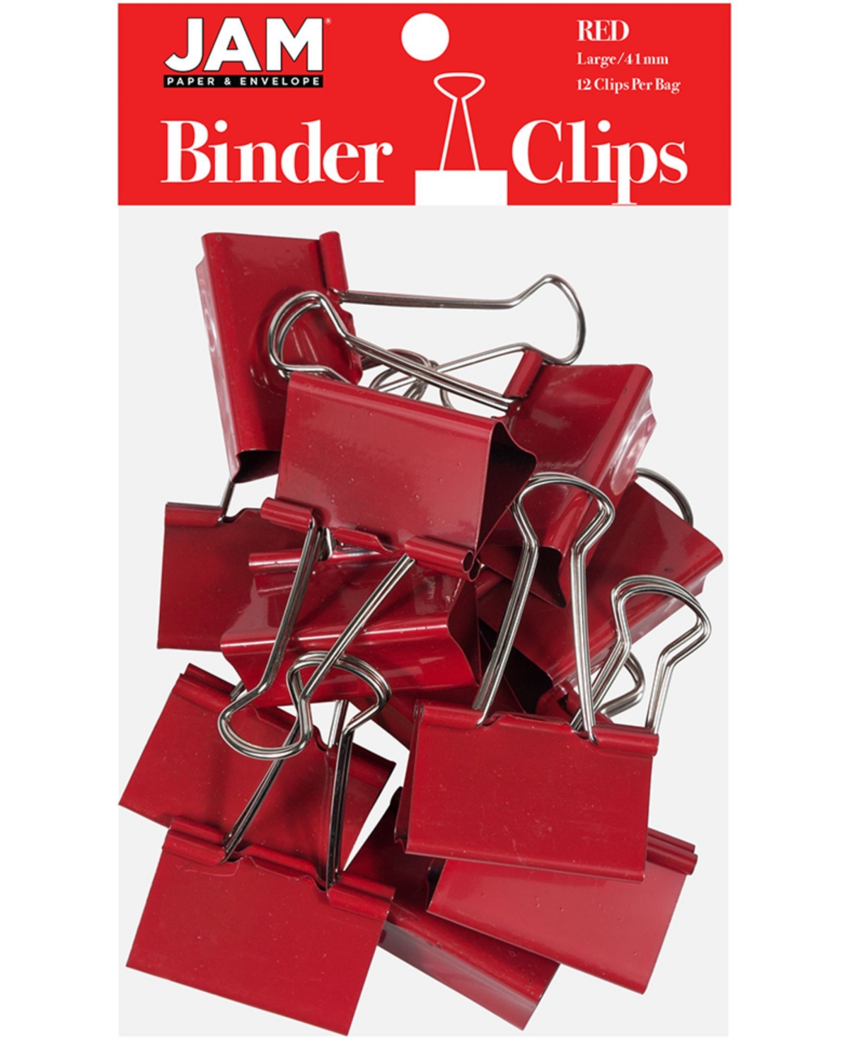 Jam Paper Colorful Binder Clips In Red