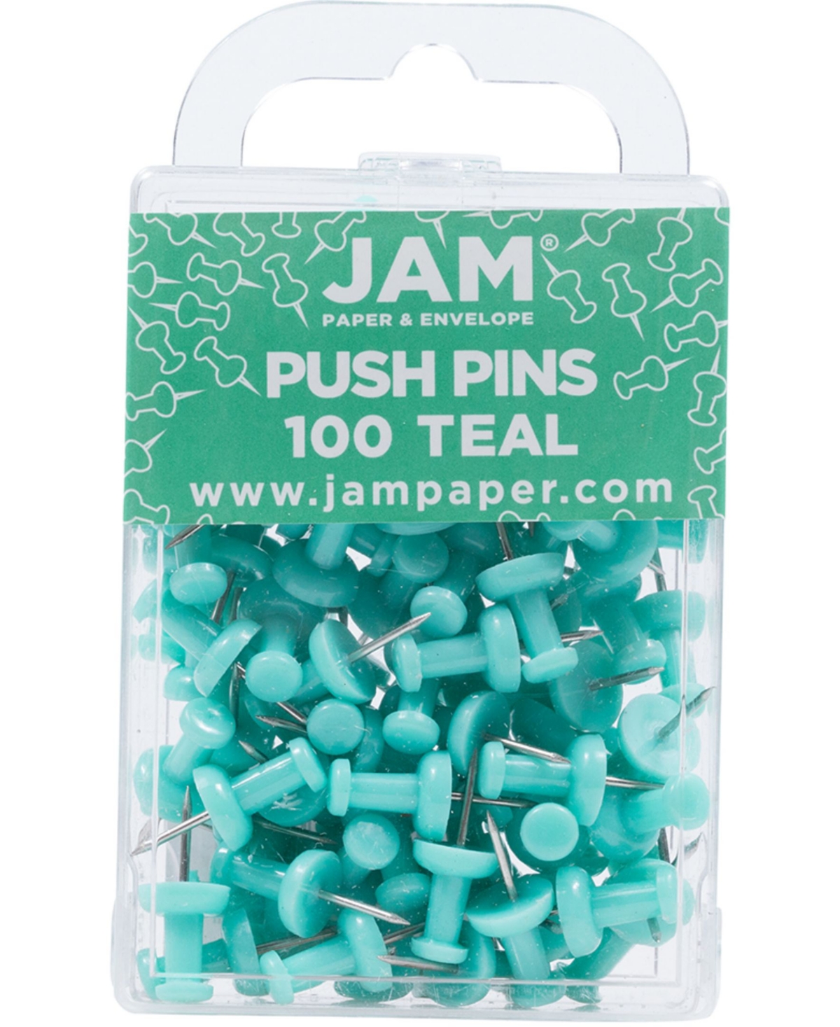 Jam Paper Colorful Push Pins In Teal