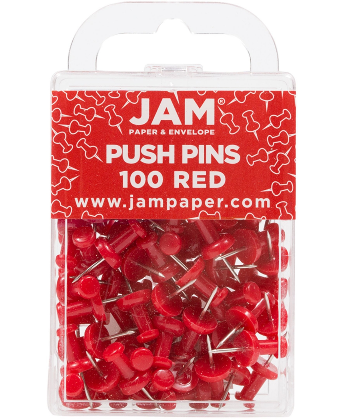 Jam Paper Colorful Push Pins In Red