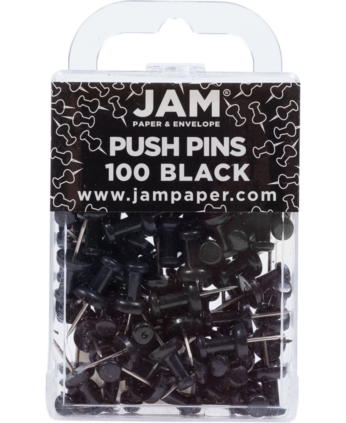 Jam Paper Colorful Push Pins In Black