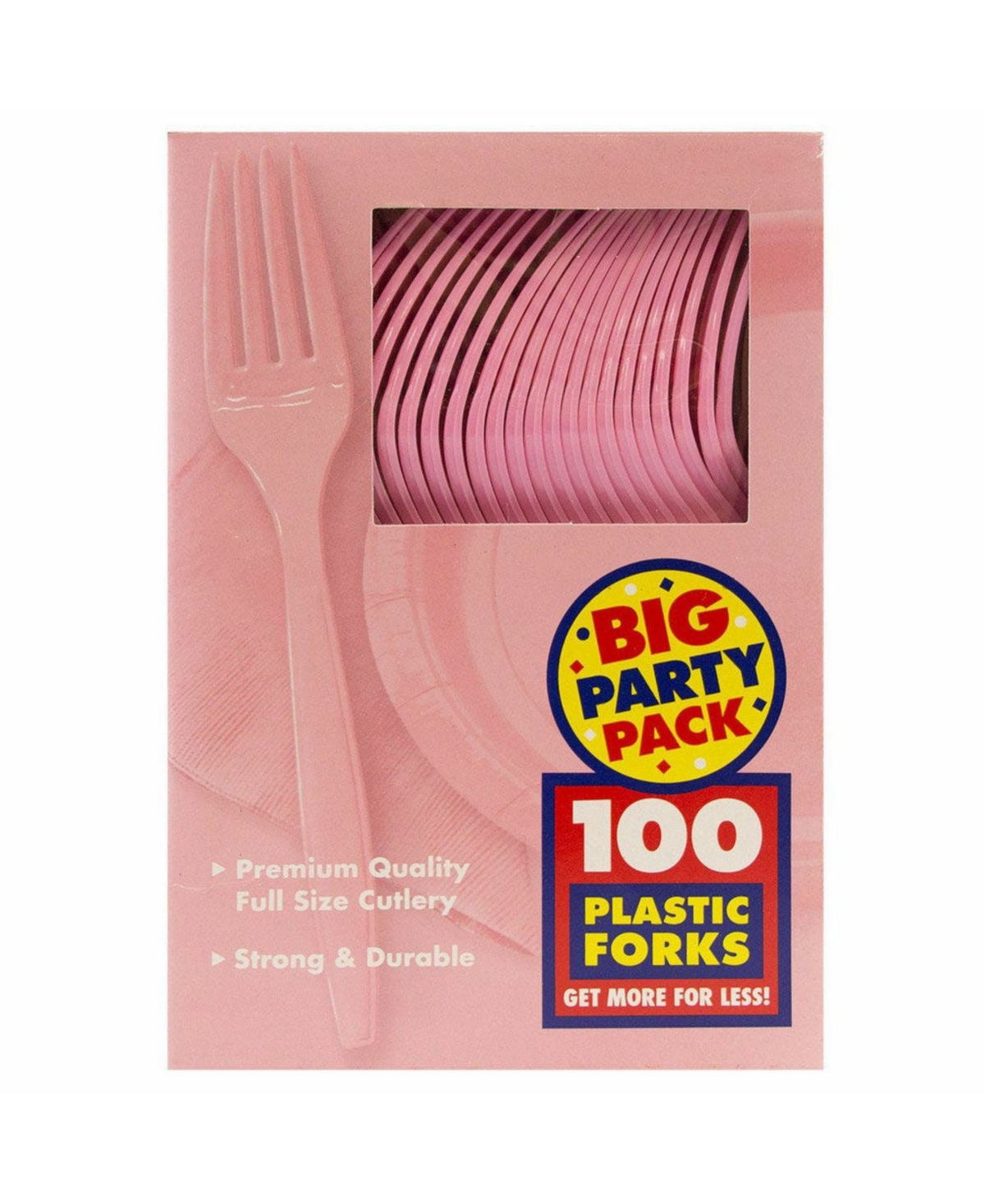 Jam Paper Big Party Pack Of Premium Plastic Forks In Pink